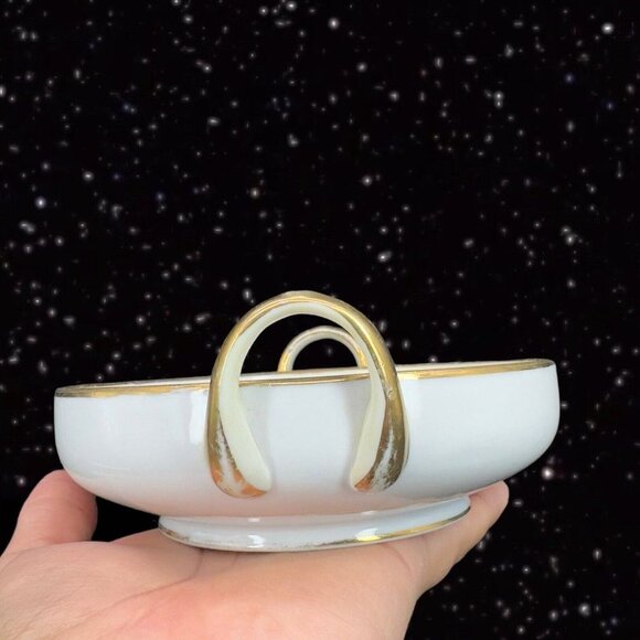 Hand Painted Nippon Fine Porcelain Dish Bowl Flower Bird Two Handled Vintage - Picture 13 of 14